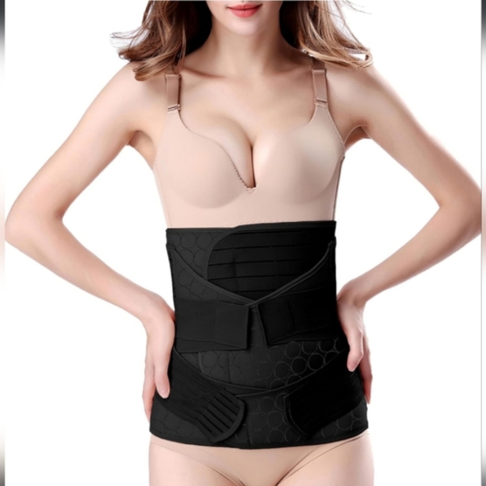 ChongErfei 3 in 1 Postpartum Belly Wrap - Recovery Belly/Waist/Pelvis Belt Black